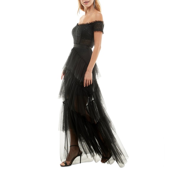 City studio corset black mesh tiered dress - Picture 5 of 8